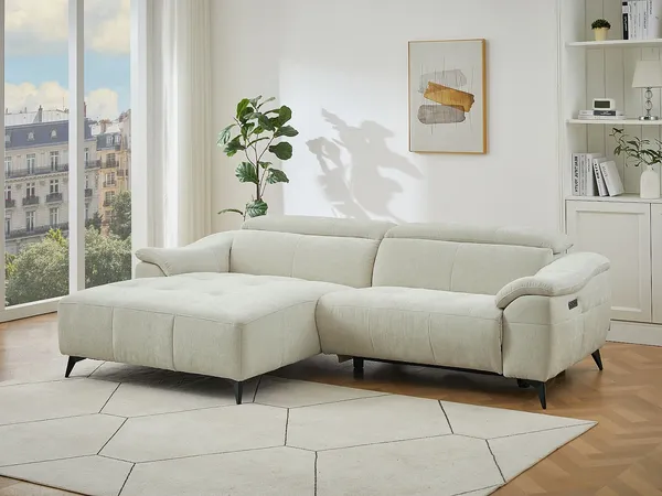 Vente-unique - CLIMOTA Sofa Stoff Weiß - B 176 cm x H 76 cm x L 266 cm