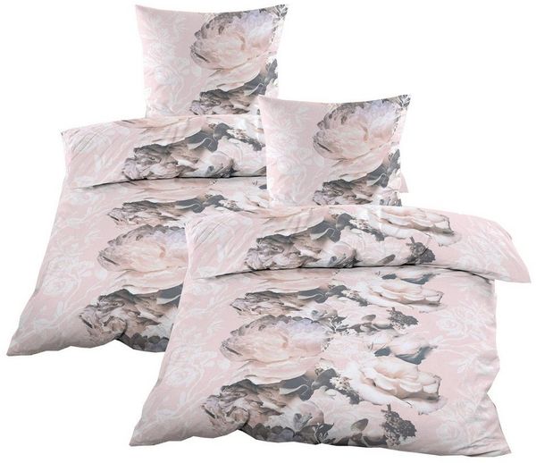 Casa Colori Bettwäsche Renforce 135x200 cm aus 100% Baumwolle Bettgarnitur mit RV Rose Rosen, Renforce, 4 teilig, Ganzjahresbettwäsche aus robusten Material