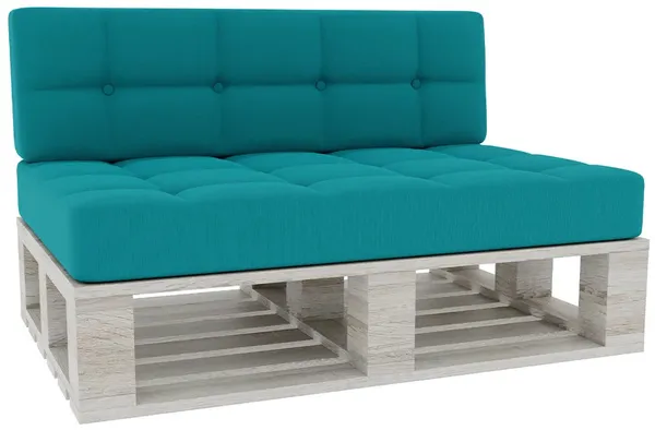 Gutekissen® Palettenkissen Gesteppte Kissen mit Knöpfen, Palettenauflagen Sitzkissen Rückenlehne Gesteppt PFG (Set (Sitzkissen 120x80 +Rückenlehne 120x40), Himmelblau)