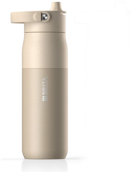 BRITA Trinkflasche BRITA LARQ Essential Trinkflasche (680ml) weiß mit Strohhalm, Edelstahl Wasserflasche mit doppelwandiger Isolierung - hält 24h kalt