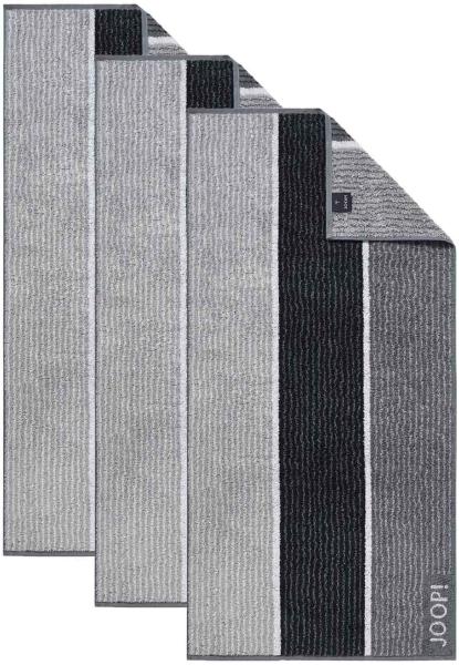 JOOP! Handtuch Classic / Infinity Kollektion, 3er Pack - Walkfrottier Schwarz Signature Lines 50x100cm