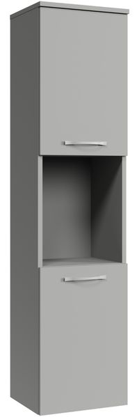 Badplaats Badezimmerschrank Montreal 30 x 30 x 131 cm Grau Matt - Hoch Badschrank Mit 2 Türen