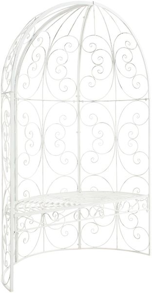 CLP 'Rosie' Halbpavillon mit Sitzbank, Eisen mit Pulverbeschichtung, 178 x 58 x 120 cm, Antik Weiß