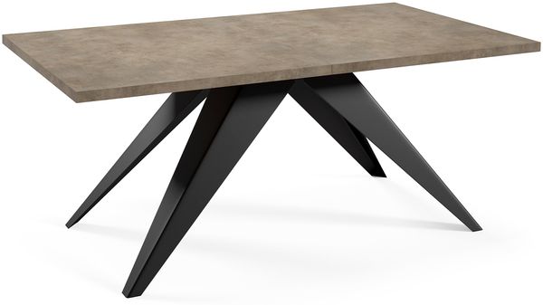 MEBLINI Esstisch Ausziehbar aus Metall - 160-260 x 90 x 76 cm - VENTI - Dunkelgrau Betonoptik/Schwarz Matt - Loft - Esszimmertisch Modern - Küchentisch - Ausziehtisch - Dining Table