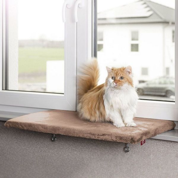 Canadian Cat Company Katzen-Hängematte Snuggly Place, beige, 75 x 35 x 2 cm, gepolsterte Liege - Aussichtsplattform für die Fensterbank