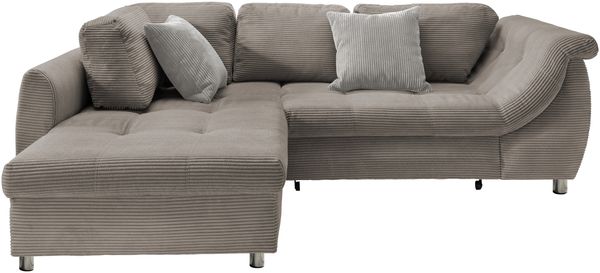 Polsterecke >Allin< in grau-braun / silber, Cord - 250x66x190cm (BxHxT)