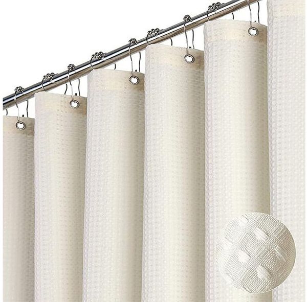 Agger Duschvorhang Waffel Duschvorhang – Strukturierter Stoff, Wasserabweisend & Waschbar Breite 180 cm (1-tlg), Extra Dick, Moderner Badvorhang für Dusche & Badewanne