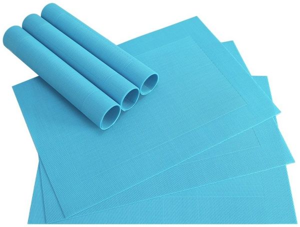 matches21 HOME & HOBBY Platzset Tischset BORDA 6er blau hellblau türkis Tischunterlage als Tischdeko, (6-St), modernes Esstisch Platzdeckchen als abwaschbarer Tischuntersetzer