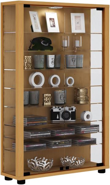 Vitrinenschrank Glas Sammler Vitrine LED Standvitrine Wohnzimmer Schrank schwarz