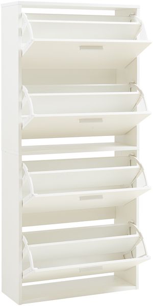 Schuhschrank Sykkylven 134x60x24 cm mit 4 Klappen Weiß [en. casa] Bild 5