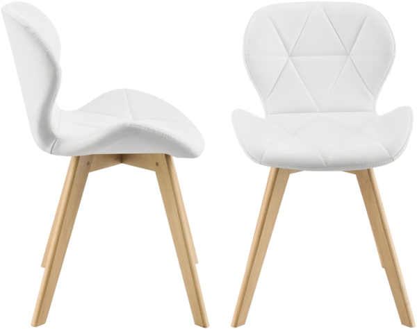 Esszimmerstuhl Älmhult 2-er Set 78x47x52 cm Kunstleder Weiß [en. casa]
