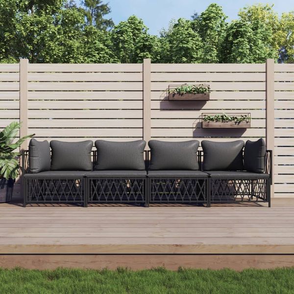vidaXL 4-tlg. Garten-Lounge-Set mit Kissen Anthrazit Stahl 3186821