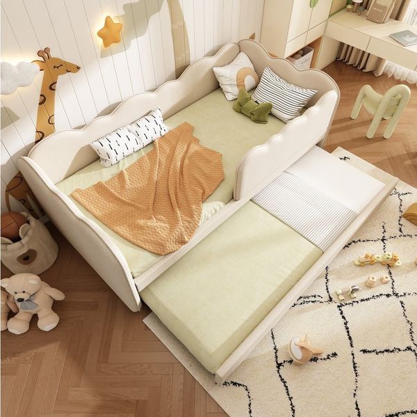 i@home Kinderbett mit Ausziehbett, Tagesbett Sofa Bett mit Lattenrost, 90x190cm (Ideal für kleine Kinderzimmer), Platzsparend und multifunktional