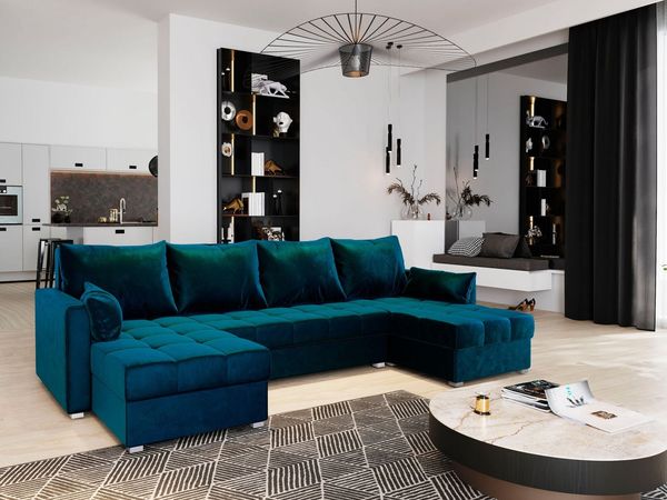 Masseno Ecksofa NAKO mit Schlaffunktion U-Form, Sofa mit Bettkasten