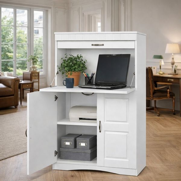 Sekretär Landhausstil weiß mdf Schreibtisch 78 x 36 x 124 #345