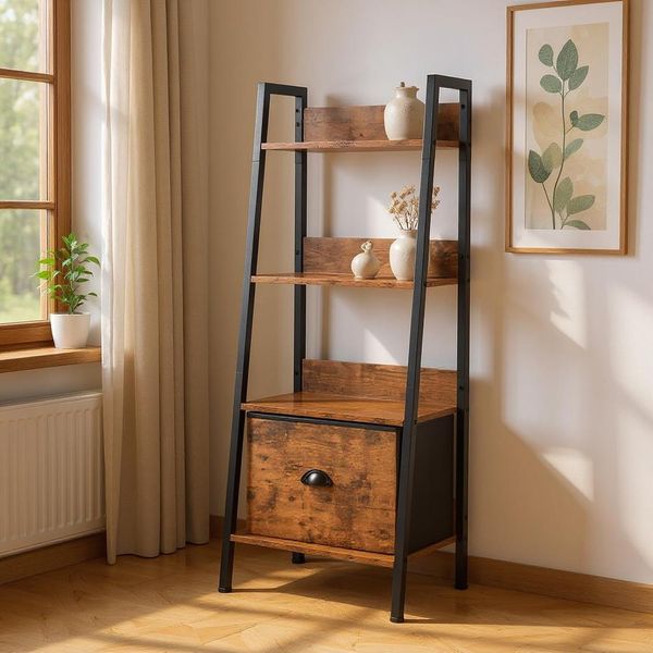 FurnitureR Vintage Brown Figuren-Präsentationsständer, moderner Stil mit MDF-Material, platzsparend, ideal für Sammler, elegante Aufbewahrungslösung, robuste Konstruktion, 42X29X110CM