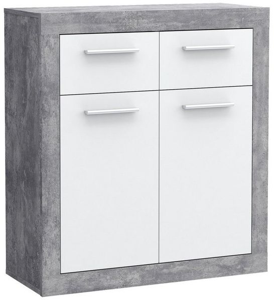 Newroom Kommode Hisako, Kommode Betonoptik Lichtgrau Modern Sideboard Highboard Wohnzimmer