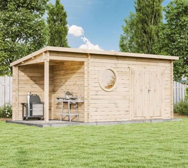 Alpholz Holz Gartenhaus Maria-Rondo 44 C | Natur | 550x275x220 cm