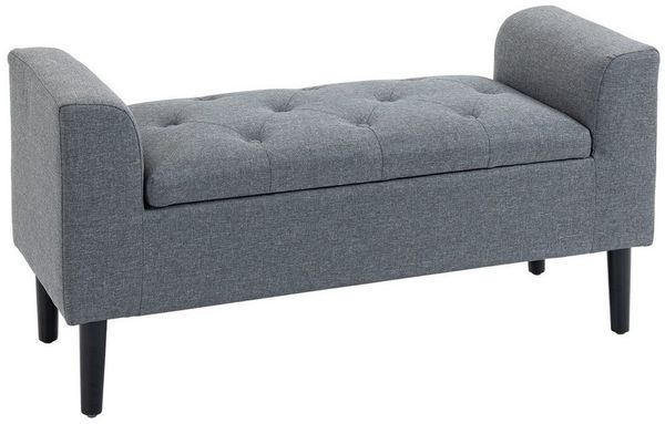 HOMCOM Sitzbank mit Leinenoptik, belastbar bis 130 kg (Polsterbank, 1-St, Sitzhocker), für Wohnzimmer Schlafzimmer Flur, 116 x 44 x 58 cm Hellgrau