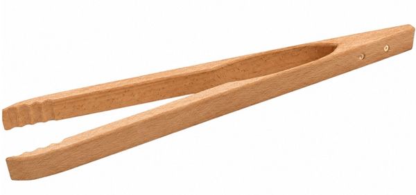 Grillzange, Buchenholz, natur, 36 cm, Grillbesteck & Grillzubehör