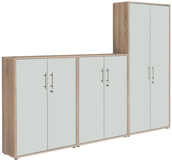 moebel-dich-auf Aktenschrank OFFICE EDITION (Set 53, 2x Aktenschrank niedrig + 1x Aktenschrank hoch) abschließbar, Metallgriffe