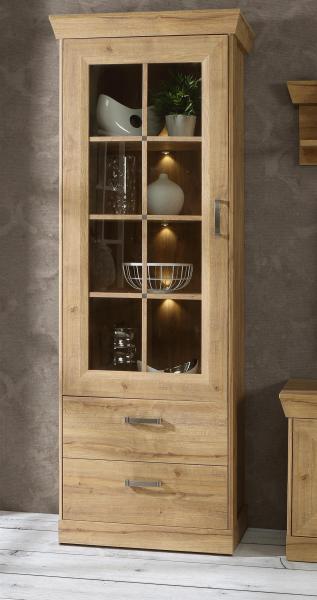 Vitrine >Kalamaria< in Waterford Eiche - 74,9x205,1x47cm (BxHxT)