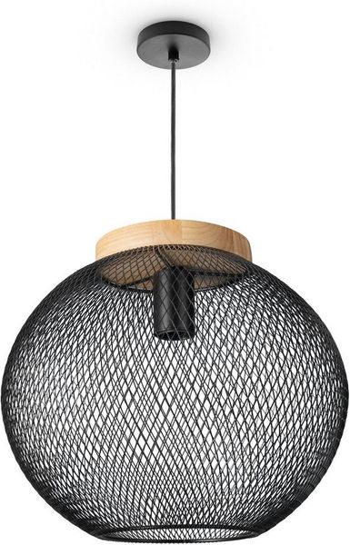 Paco Home Pendelleuchte TRAPU, ohne Leuchtmittel, Esszimmer Lampe Vintage Hängeleuchte Holz Metall Korblampen E27