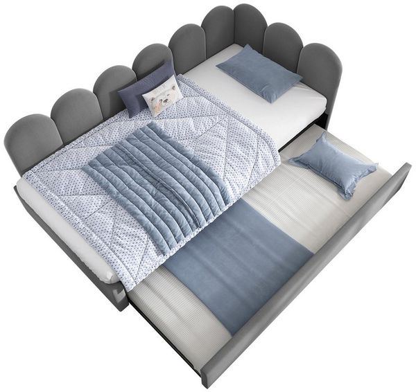 OKWISH Polsterbett Kinderbett mit Lattenrost (Tagesbett, Schlafsofa, Daybett, 2-tlg, 90x200cm+90x190cm, mit Matratze), mit Ausziehbett