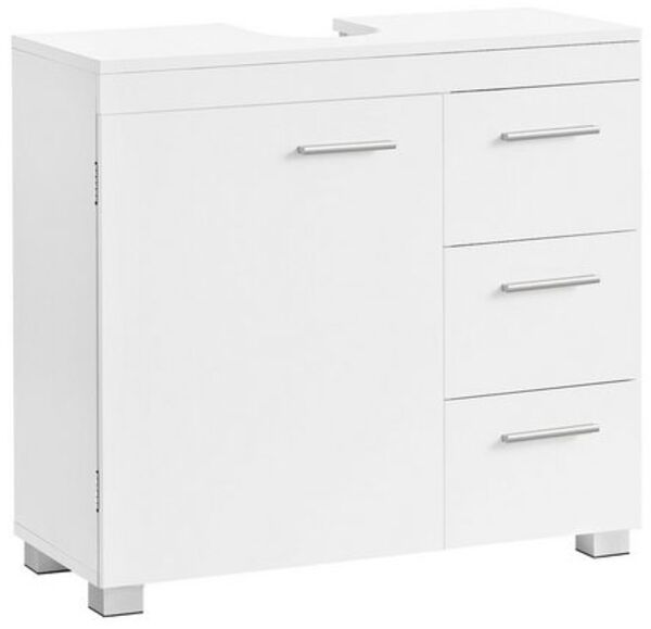 Vasagle Waschbeckenunterschrank mit Füßen, 3 Schubladen, weiß, 30 x 70 x 64 cm