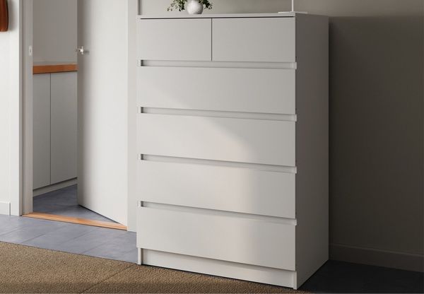 Home Collective Kommode Sideboard mit 6 Schubladen Highboard Schubladenschrank Made in Germany (Anrichte Schlafzimmer Wohnzimmer Flur Büro Organizer), Mehrzweckschrank 80 x 120 x 50 cm, weiß
