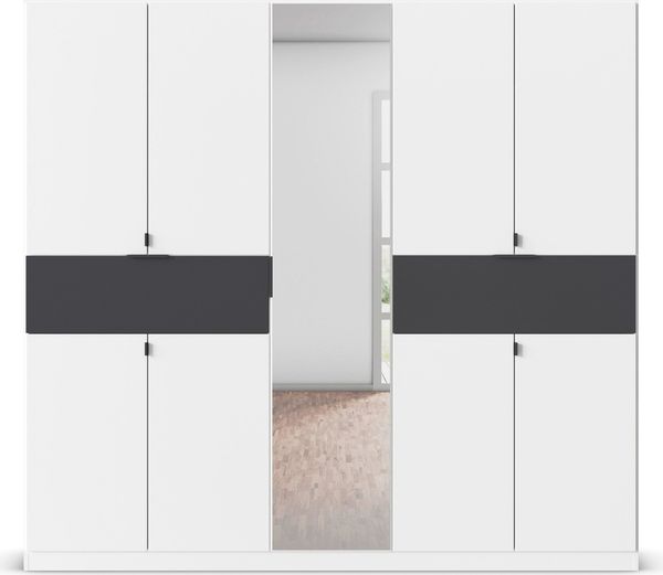 rauch Kleiderschrank, Drehtürenschrank TICAO, 9-türig, 1 Spiegeltüre, 2 Schubkästen, inkl. Türdämpferset, Alpinweiß, 226 x 210 x 54 cm Bild 2
