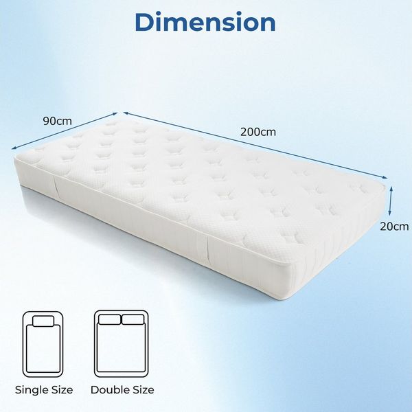 Taschenfederkernmatratze, COSTWAY, 20 cm hoch, 90 x 200 cm Matratze, Federkernmatratze, 20cm hoch