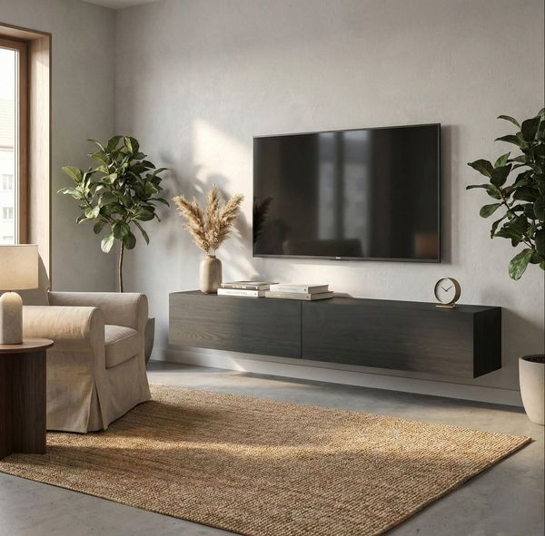 Selsey TV-Schrank BALEO hängendes Designmöbel mit 2 grifflosen Klappen und 2 Fächern 200 cm