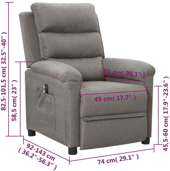 vidaXL Relaxsessel Elektrisch Hellgrau Stoff [3098963] Bild 12
