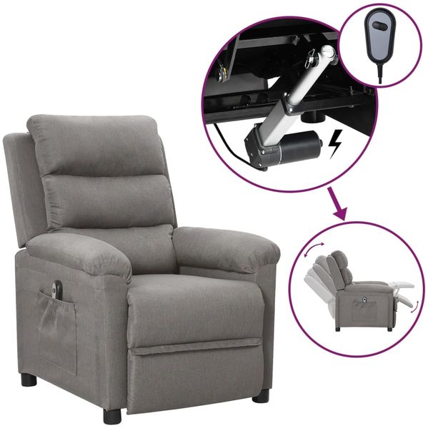 vidaXL Relaxsessel Elektrisch Hellgrau Stoff [3098963]