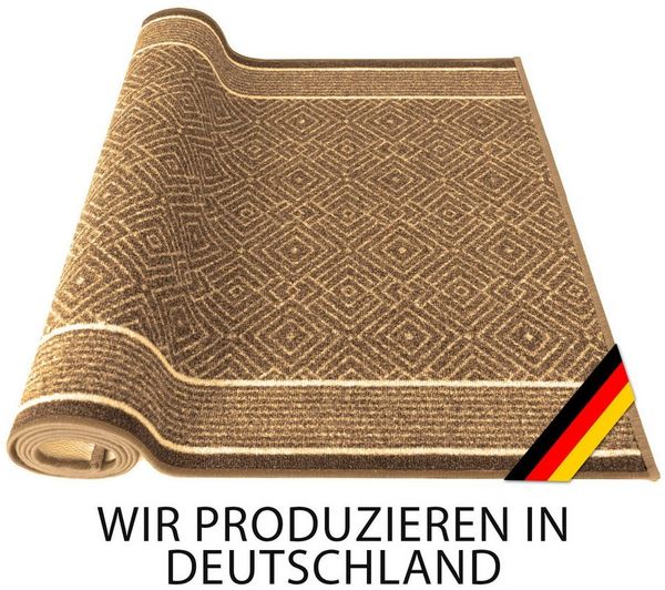 Karat Teppich Läufer Olymp, Flur Teppichläufer im Rauten Design, rutschhemmender Gelrücken, Polyamid Flurläufer für Flur & Wohnzimmer