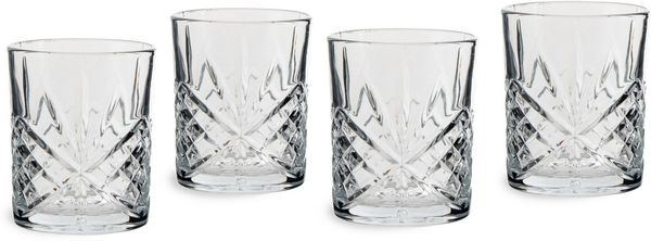 ECHTWERK Whiskyglas Tumbler Set ca. 330ml, 4-tlg, Glas, mit Schliffoptik und Reliefstruktur