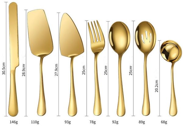 KingLux Kochbesteck-Set 7-Teiliges Gold Besteck Set, Rostfreier Stahl Servierbesteck (7-tlg)