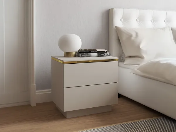 Vente-unique - VUKIA Bedside table Holz, Platte Beige - B 36,8 cm x H 50 cm x L 50 cm