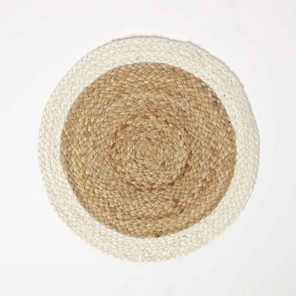 Homescapes Platzset Jute Tischset 4er-Set 40 cm creme-natur – 4x Platzset geflochten