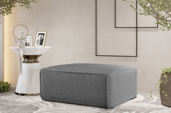 Polsterhocker Designerhocker CELES PREMIUM 105x105 cm Stoff Ascot Bukla Grau