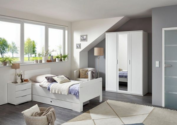 Bett NADJA Bettgestell Einzelbett für Schlafzimmer in weiß 90x200
