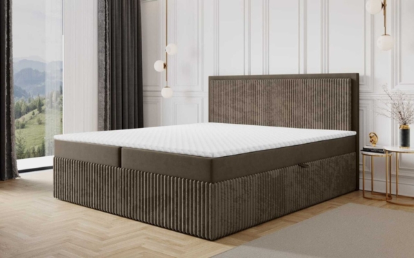 Boxspringbett Schlafzimmerbett HIDIS 140x200cm Stoff Vito Braun