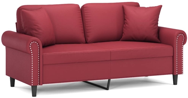 vidaXL 2-Sitzer-Sofa mit Zierkissen Weinrot 140 cm Kunstleder 3200933