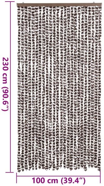 vidaXL Fliegenvorhang Braun und Weiß 100x230 cm Chenille 377394 Bild 7
