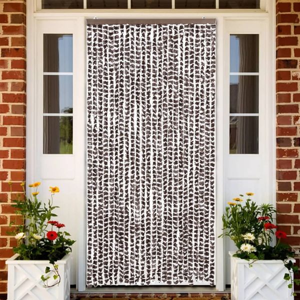 vidaXL Fliegenvorhang Braun und Weiß 100x230 cm Chenille 377394