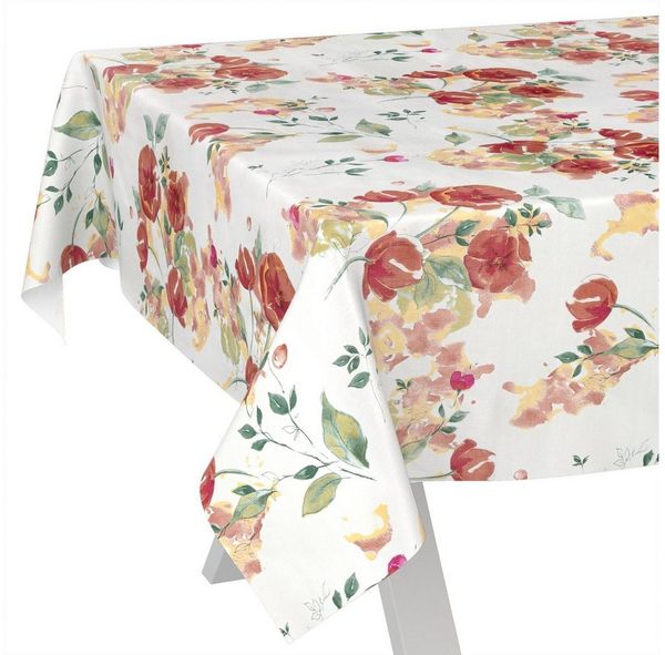 ANRO Tischdecke Mohnblumen abwaschbar Wachstuch pflegeleicht wasserabweisend (Einzelstück 1-tlg), Schmutzabweisend Zeitlos Rot 90x130 cm Gartentischdecke
