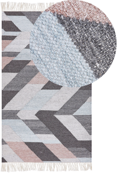 Teppich Jute mehrfarbig 80 x 150 cm geometrisches Muster Kurzflor NAKKAS