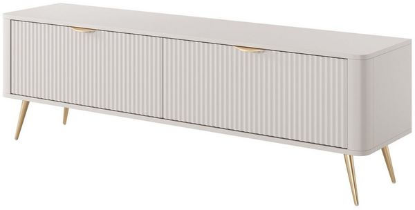 yourhouse24 TV-Schrank TV-Lowboard 163 cm LANTE 2D beige/gold, schwarz