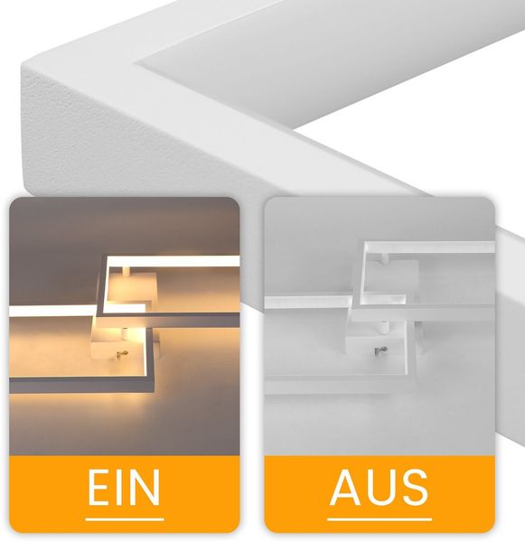 ZMH LED Deckenleuchte Wohnzimmer Deckenlampe Modern Dimmbar 80CM Wohnzimmerlampe Weiß mit Fernbedienung 48W Schlafzimmerlampe Rechteck Metall-Design für Schlafzimmer Kinderzimmer küchen Bild 5